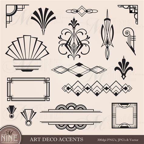 Digital Clipart Art Deco Design Elements Frames Borders Flourishes