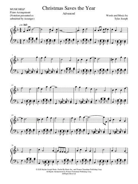 MUSICHELP Christmas Saves The Year Advanced Sheet Music Piano Solo