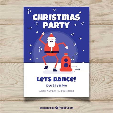 Free Vector Christmas Party Poster With A Dancing Santa Claus