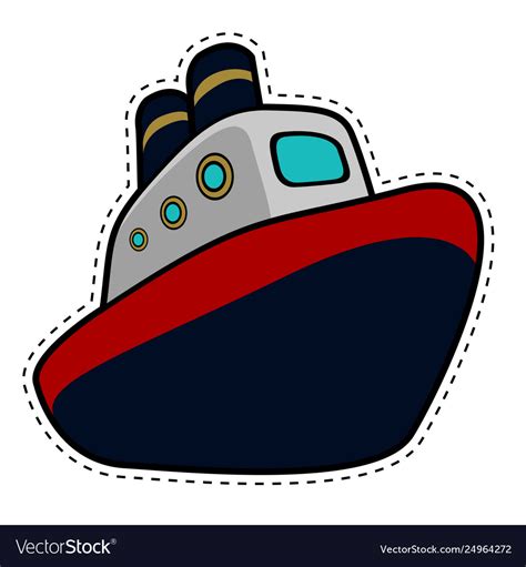 Isolated ship dotted sticker Royalty Free Vector Image