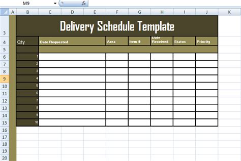 Delivery Schedule Template Excel Printable Schedule Template