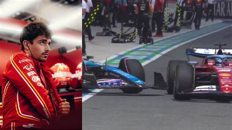 WATCH Esteban Ocon Hits Charles Leclerc In The Pitlane Before The