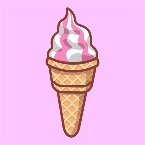 Cute Pink Ice Cream Strawberry Vector Illustration Vector Art