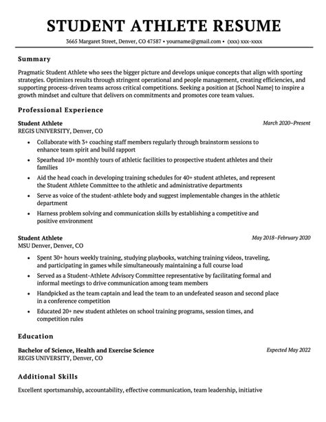 Student Athlete Resume Example And How To Write