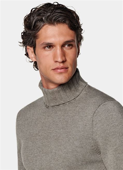 Taupe Turtleneck In Wool Cashmere SUITSUPPLY SUITSUPPLY US