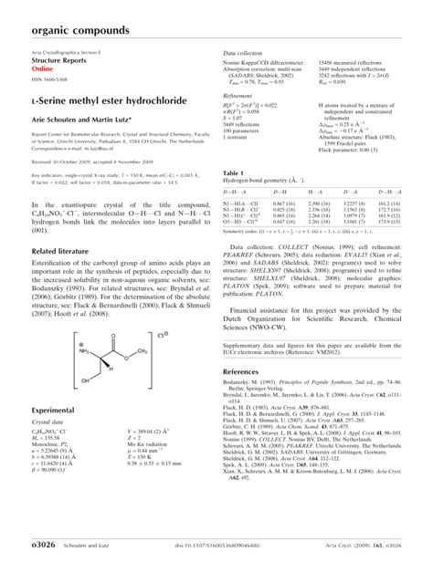 PDF L Serine Methyl Ester Hydrochloride