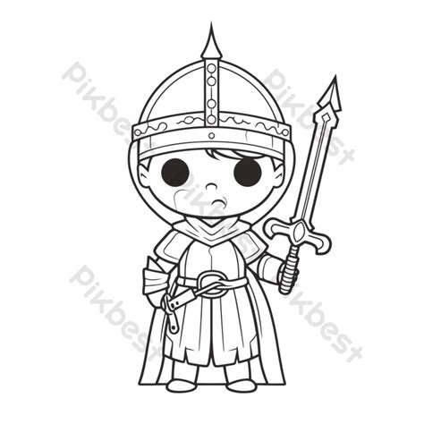 Outline Sketch Coloring Pages For Kids Image Of A Knight With Sword ...