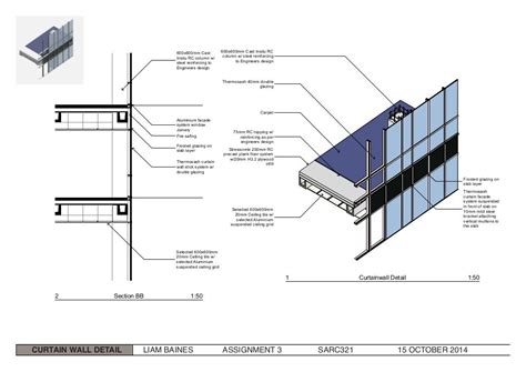 curtainwall detail  section bb  architecture drawing