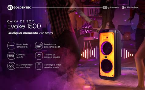 Caixa De Som Amplificada GT Evoke 1500 Bluetooth TWS Lojagoldentec