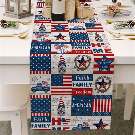 Independence Day Th Of July Table Runner Dresser Scarves Linen Burlap