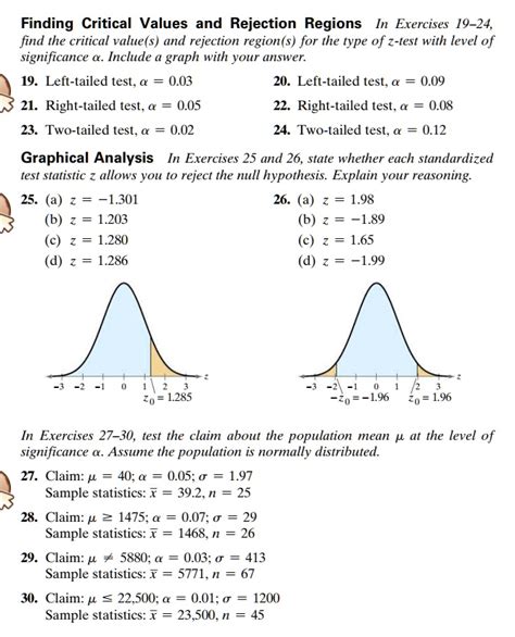 Solved Text Finding Critical Values And Rejection Regions Exercises