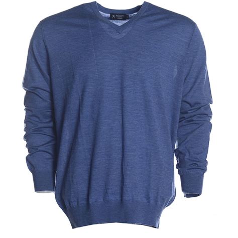 Men S Hackett Fn Gg Merino V Sweater In Denim Blue