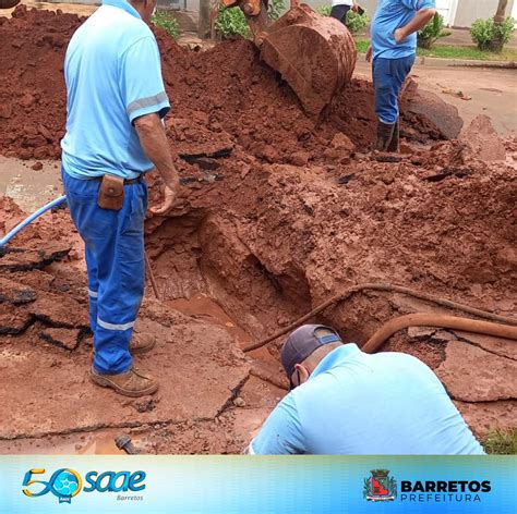 Saae Barretos Faz Reparo Em Rede De Gua No Bairro Jardim Planalto