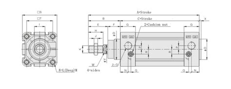 Pneumatic Cylinder Iso6431 Standard 100mm Bore 150mm Stroke 12 Npt