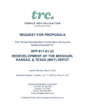 Fillable Online Rfp Trc Redevelopment Of Mkt Depot Fax