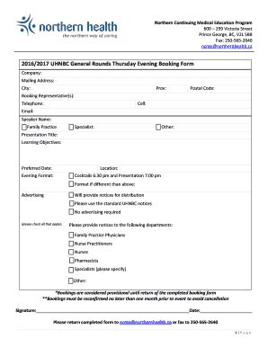 Fillable Online Physicians Northernhealth Northern Continuing Medical