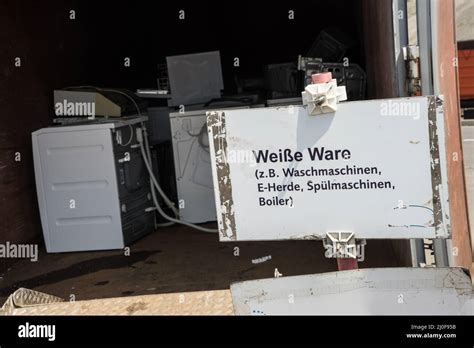 Stations for waste separation in the recycling yard Stock Photo - Alamy