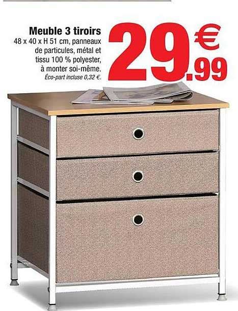 Promo Meuble 3 Tiroirs Chez Bazarland ICatalogue Fr