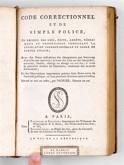 Code Criminel De La République Française Ou Recueil Complet De Toutes