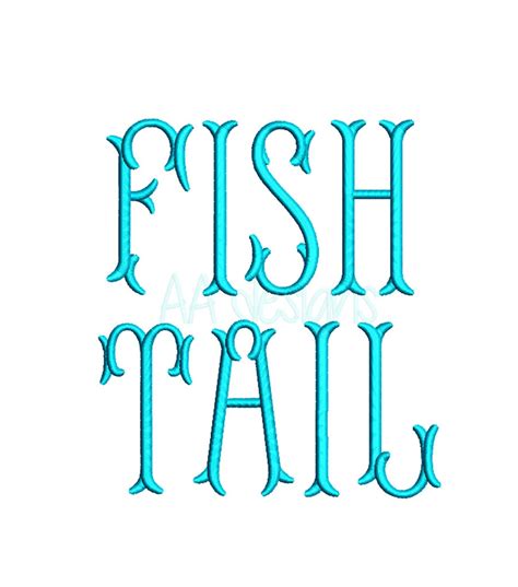 Fishtail Embroidery Digital Font Machine Embroidery Font Fishtail