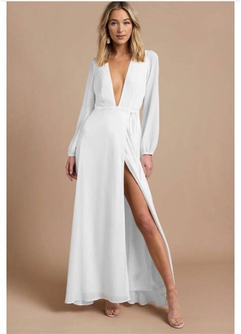 White Maxi Dress Maxi Dress Long Sleeve White Maxi Dress Plunge