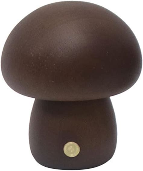 Ddewing Mushroom Bedside Table Lamp Small Mushroom Shape Wood Cordless