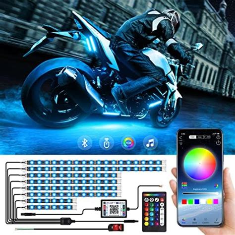 8pcs Motorcycle Underglow LED Light Kit RGB Motorcycle LED Strip