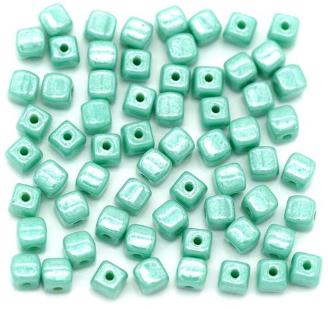 5 Gram Bag Approx 50 Pcs 4mm Czech Pressed Glass Cube Beads Opaque