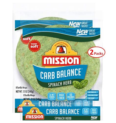 Mission Carb Balance Spinach Herb Tortilla Wraps 8 2 8 Count 16