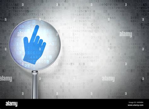 Web Development Concept Mouse Cursor With Optical Glass On Digital