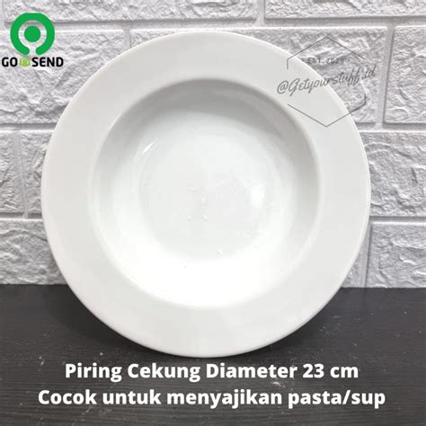 Jual Piring Makan Cekung Diameter 23 Cm Keramik Porselen Pasta Sup