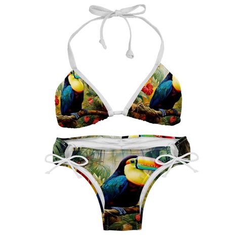 Toucan Swimming Suit Bikini Set Bikinis Detachable Sponge Adjustable