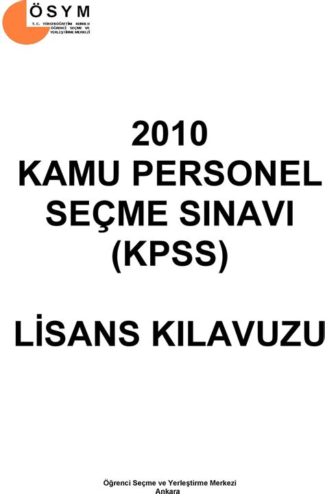 Kamu Personel Se Me Sinavi Kpss Pdf Cretsiz Indirin