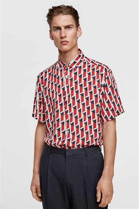 Geometric Print Shirt View All Shirts Man Zara United States