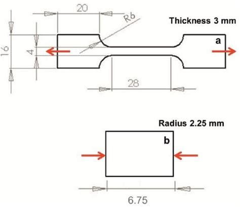 A Tensile And B Compression Test Sample Dimensions In Mm 10 Download Scientific Diagram