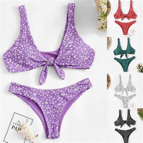 Purple Dot Print Bikini Set Sexy Swimsuit Women Bikini Brazilian