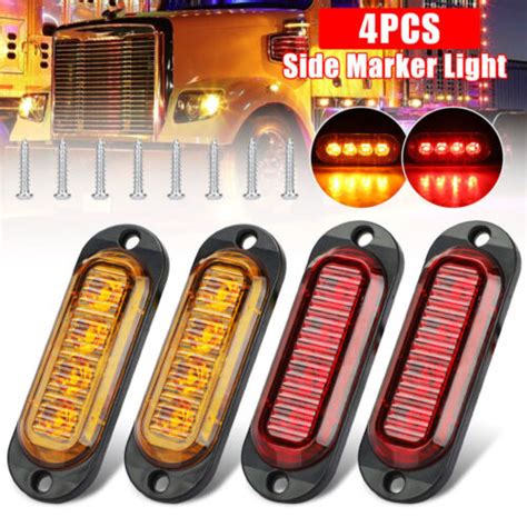 4x Amber Red 4 Led Side Marker Clearance Lights Waterproof For Trailer Truck Rv Ebay