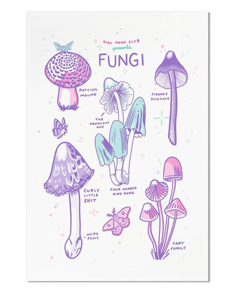 Fungi Mushroom Art Print 12 X 18 Stay Home Club Strange Ways