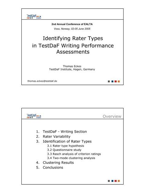 Identifying Rater Types In Testdaf Writing Performance Ealta