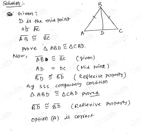 Solved Identify The Missing Statement Or Reason Given D Is The