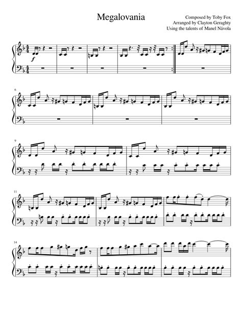 Megalovania Sheet Music For Piano Solo