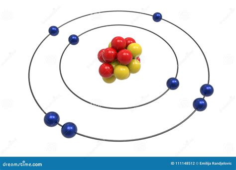 Oxygen, Atom Model Of Oxygen-16 With 8 Protons, 8 Neutrons And 8 ...