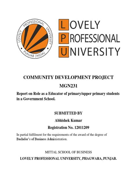 Community Development Project | PDF | Teachers | Schools