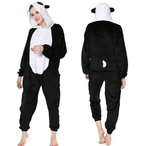 2019 Halloween Adult Panda Kigurumi Cosplay Costume Flannel Female Outfits Jumpsuits Bodysuits