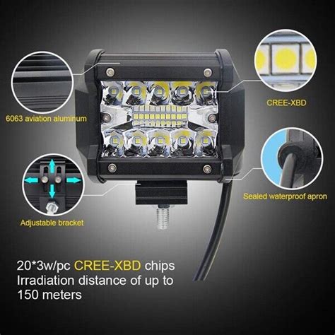 4X 60W LED Arbeitsscheinwerfer Offroad Scheinwerfer 12V 24V Für Jeep