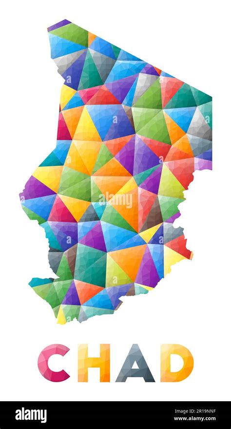 Chad Colorful Low Poly Country Shape Multicolor Geometric Triangles