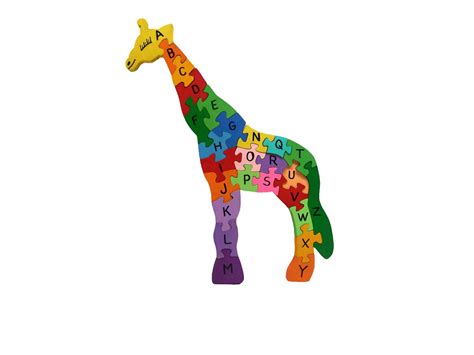 Wooden Giraffe Puzzle Wooden Alphabet Puzzle Giraffe Alphabet Puzzle