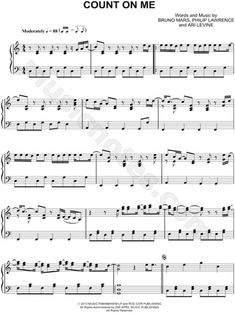 Bruno Mars Count On Me Sheet Music Piano Solo In C Major Download And Print Sku Mn0118999