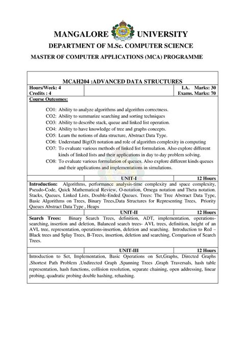 DATA Structure Notes MANGALORE UNIVERSITY DEPARTMENT OF M COMPUTER