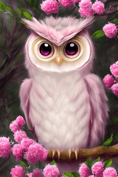 A Stunning Kawaii Cute Pale Pink Fluffy Owl Creative Fabrica